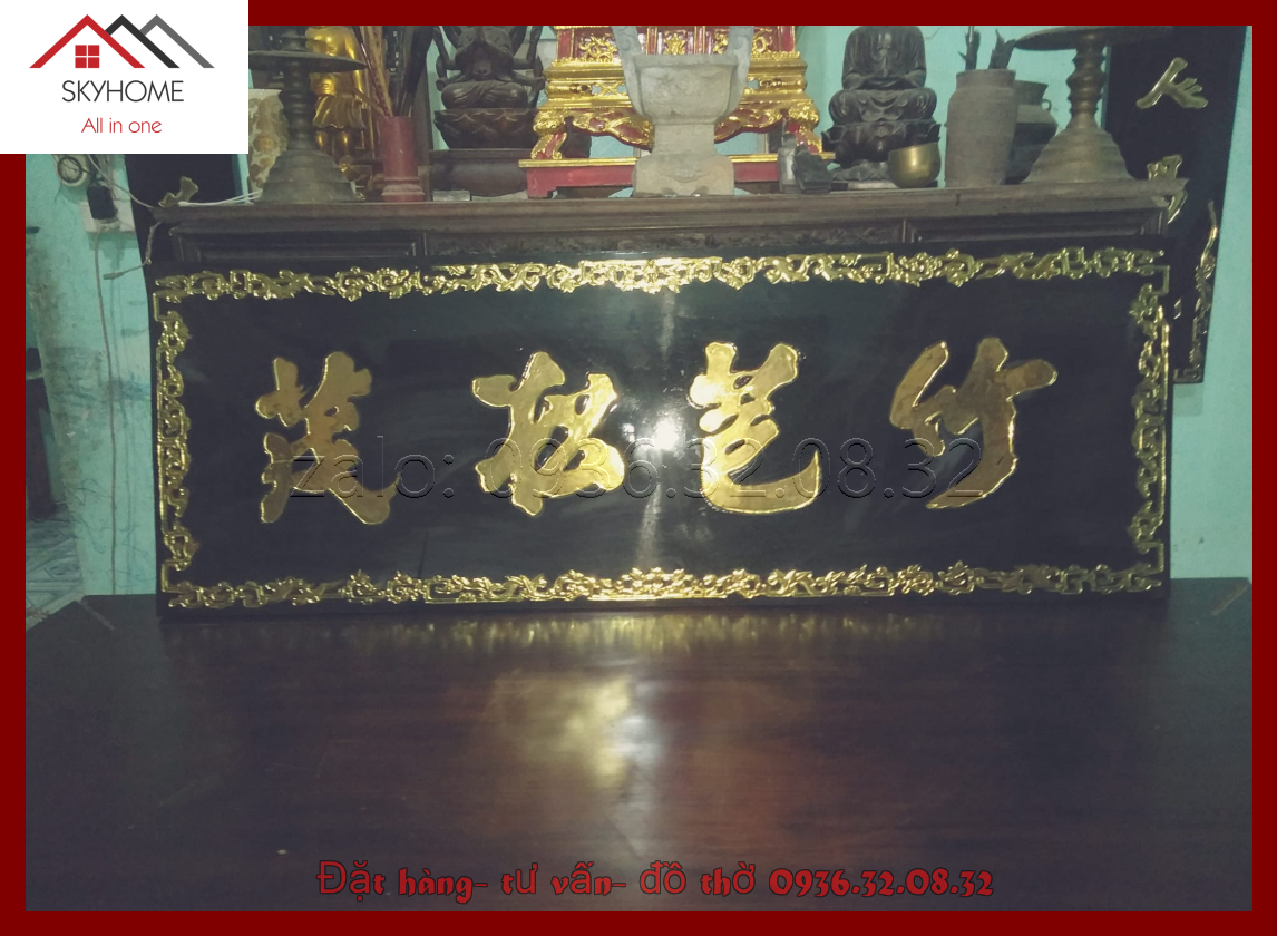 Hoành phi gỗ phòng thờ chữ Lan tú cúc phương